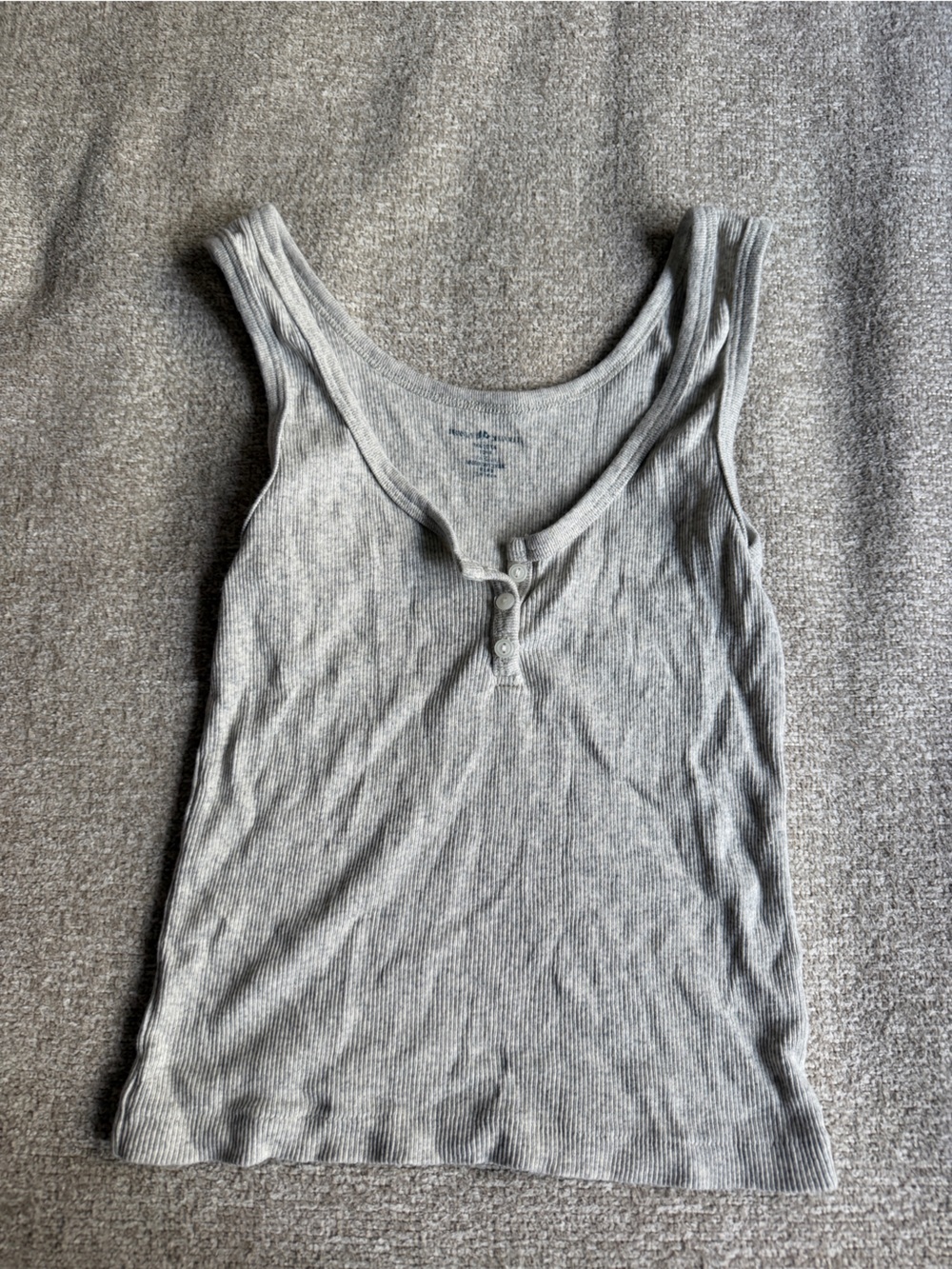 Brandy Melville Ribbed Henley Tank - Light Gray